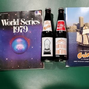 Baltimore Orioles 2programs & 2 1983 coke bottles